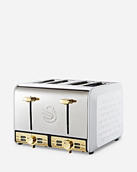 Swan Gatsby 4 Slice White Toaster