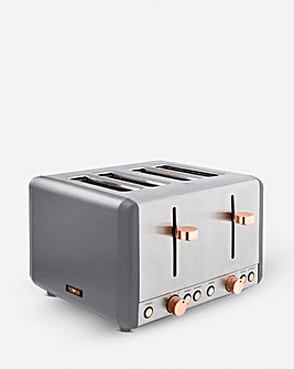 Tower Cavaletto Grey and Rose Gold 4 Slice Toaster
