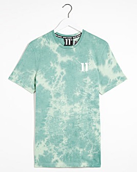 11 Degrees Teal Blue Fog Green Tie Dye Short Sleeve T-Shirt