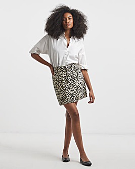 Light Leopard Denim Five Pocket Mini Skirt
