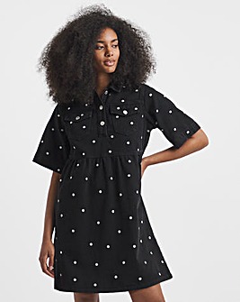 Mono Embroidered Spot Mini Dress
