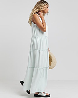 Lightweight Denim Light Wash Smock Maxi Dress