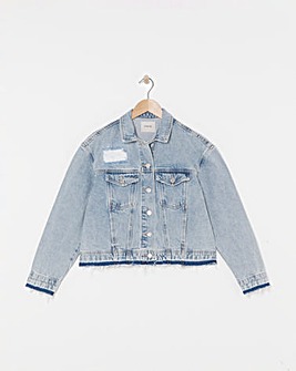 Simply Be Light Wash Rip and Repair Denim Jacket