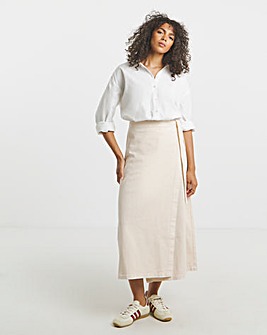 Ecru Midaxi Wrap Denim Skirt