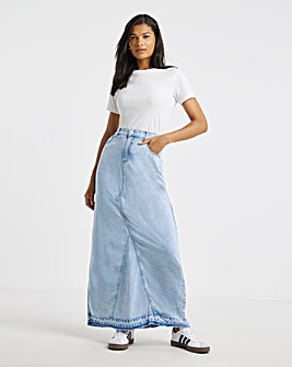Light Wash Denim Lyocell Maxi Skirt