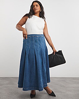 Dark Blue Maxi Denim Kilt