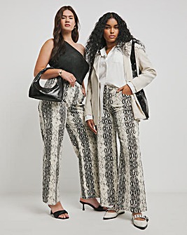 Off White Snake Print Wide Leg Jeans