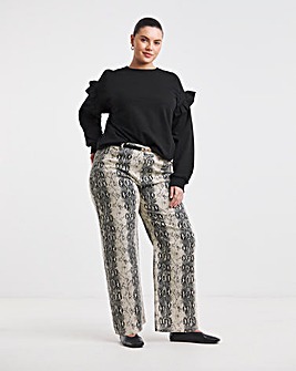 Off White Snake Print Wide Leg Jeans