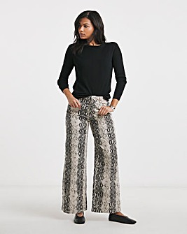 Off White Snake Print Wide Leg Jeans