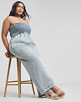 Light Wash Bandeau Jumpsuit with Tencel TM Lyocell