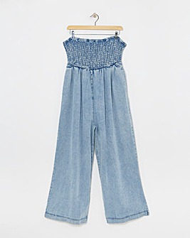 Simply Be Light Wash Lyocell Bandeau Jumpsuit