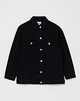 Simply Be Washed Black Los Angeles Graphic Denim Jacket
