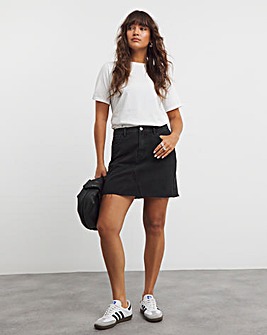 Washed Black Blue 5 Pocket Denim Mini Skirt