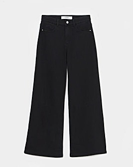 Black Cosy Finish Wide Leg Jeans