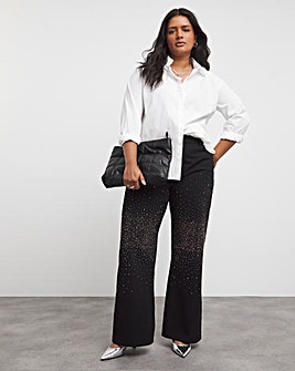 Black Embellished Wide Leg Jeans