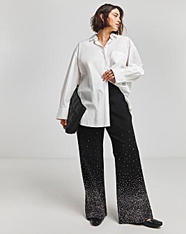 Simply Be X Twisted Wunder Black Embellished Wide Leg Jeans