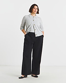 Washed Black Pleat Detail Wide Leg Jeans