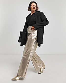 Simply Be X Twisted Wunder Gold Metallic Wide Leg Jeans