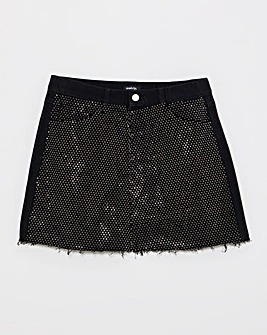 Black Embellished Mini Skirt