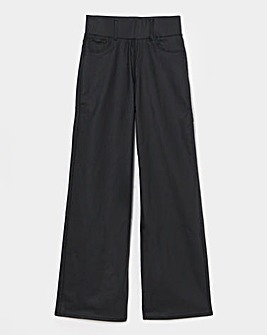 Black Coated Pull On Wide Leg Jeggings