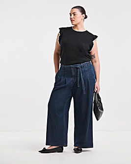 Simply Be Womens Stretch High Rise Extreme Wide Leg Jeans- Indigo