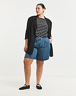 Mid Blue Denim Bermuda Shorts with Tencel TM