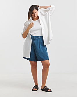 Mid Blue Denim Lyocell Bermuda Shorts