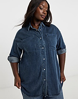 Indigo Oversized Denim Shirt with Tencel TM