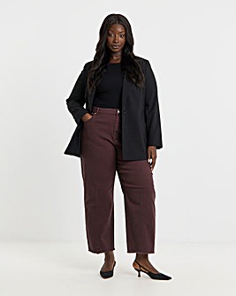 Burgundy Dart Detail Barrel Leg Jeans