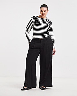 Black Draped Wide Leg Jeans with Tencel TM