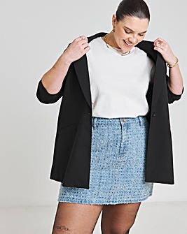 Light Mid Blue Distrssed Denim Mini Skirt