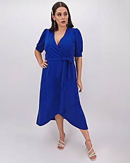 Cobalt Midi Wrap Dress