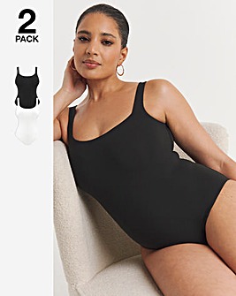 MAGISCULPT Light Control 2 Pack Smoothing Vest Bodysuits Black/White