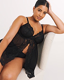 Pretty Secrets Ella Lace Babydoll - Black Sparkle