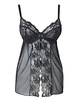 Pretty Secrets Ella Lace Babydoll Black Sparkle