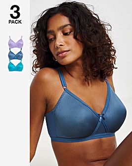 Pretty Secrets 3 Pack Moulded Full Cup Non Wired Bras B-E Teal/Multi