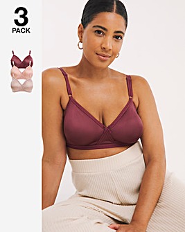 Pretty Secrets 3 Pack Claire Moulded Full Cup Non Wired Bras B-E - Brown Multi