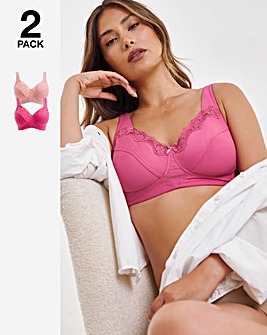 Pretty Secrets 2 Pack Full Cup Non Wired Bras B-G Rose/Pink