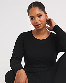 Pretty Secrets Thermal Brushed Fleece Long Sleeve Top -Black