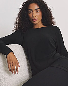 Pretty Secrets Thermal Brushed Fleece Long Sleeve Top Black