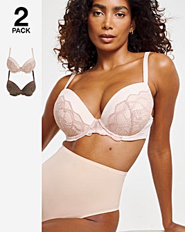 Pretty Secrets 2 Pack Moulded Lifting Plunge Bras