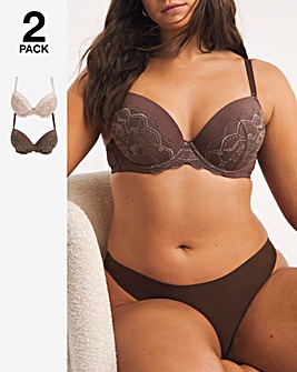 Pretty Secrets 2 Pack Moulded Lifting Plunge Bras