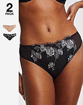 Pretty Secrets 2 Pack Libby Matching Briefs - Almond/lBlack