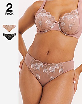 Pretty Secrets 2 Pack Libby Matching Briefs - Almond/lBlack