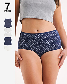 Pretty Secrets 7 Pack Cotton Full Brief Knickers -Navy Ditsy