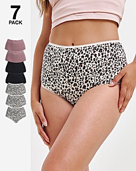 Pretty Secrets 7 Pack Cotton Full Brief Knickers - Animal Print