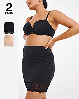 MAGISCULPT Firm Control 2 Pack Shape And Sculpt Half Slips - Black/Blush