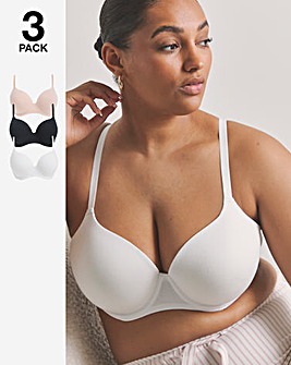 Pretty Secrets (3 Pack) Cotton T-Shirt Bras (B-F) Black/White/Blush