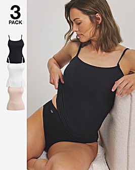 Pretty Secrets (3 Pack) Cotton Vests Black/White/Blush