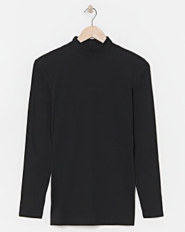 Pretty Secrets Thermal Brushed Fleece Turtle Neck Long Sleeve Top - Black